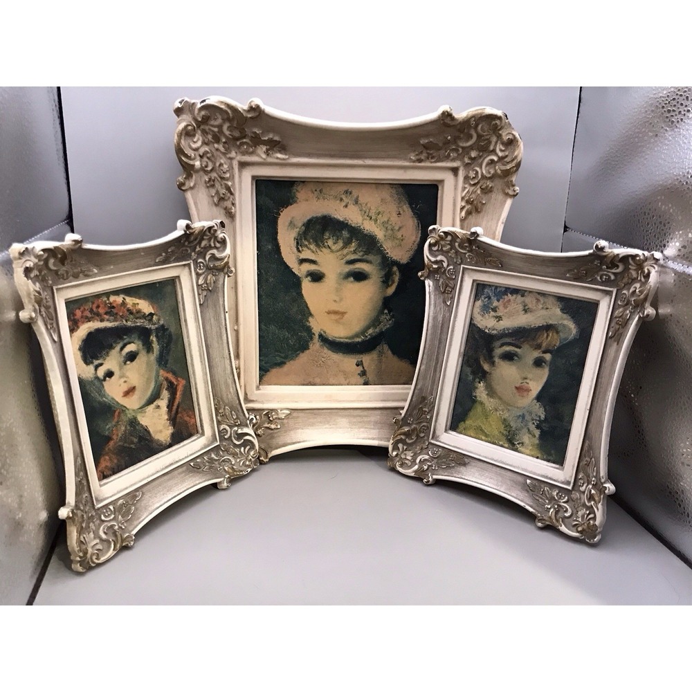 Three VTG 1950's Jeffe Huldah Framed Prints Annette Marianne Suzanne‎ 10x11 7X7 - Picture 2 of 13